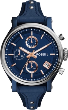Часы Fossil Original Boyfriend Sport Chronograph Blue Leather Watch ES4113